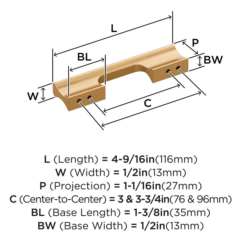 Status Bar Pull, 3 3/4", Champagne Bronze