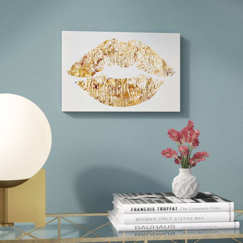 Fashion and Glam Solid Kiss Lips - impression d'art graphique, Toile, H 10 po x l 15 po x P 1,5 po