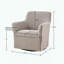 Fauteuil oscillant pivotant avec accoudoirs évasés et coussin serré
