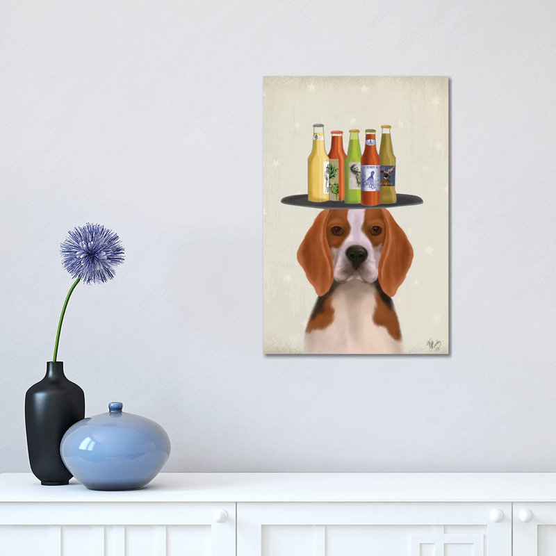 Beagle Beer Lover by Fab Funky - Wrapped Canvas Print, 30.48 cm H x 45.72 cm W