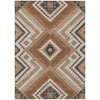 Solene Orange Washable Indoor-Outdoor Rug - 