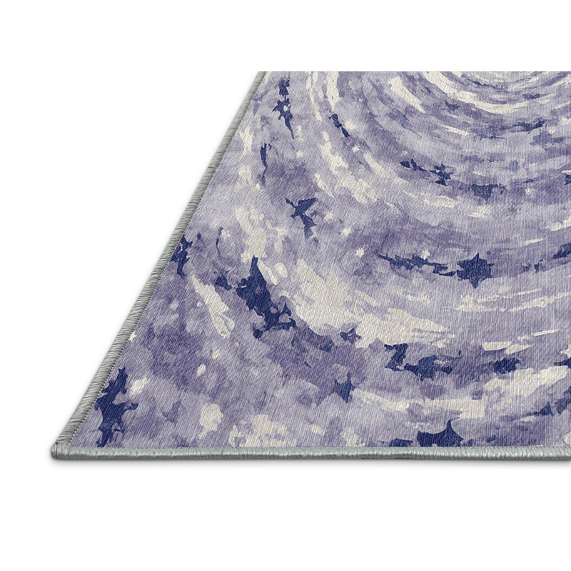 Machine Washable Blue Area Rug, Square 5'