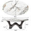 Table basse ovale moderne de 125 cm (49,2 po), plateau en pierre frittée imitation marbre, piètement minimaliste en métal sculptural, montage facile-102452243
