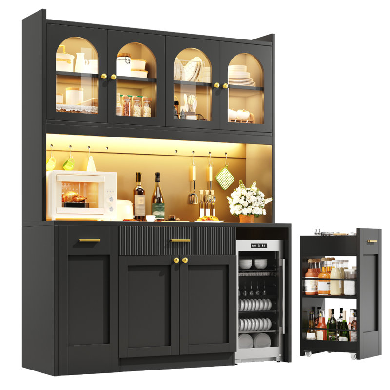 187 cm H Glass Standard Pantry / Tall Cabinet