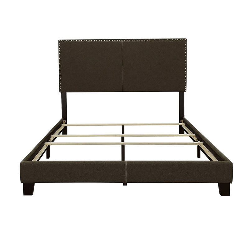 Lit simple avec structure en tissu gris anthracite et pieds rembourrés, Lit simple, Gris anthracite