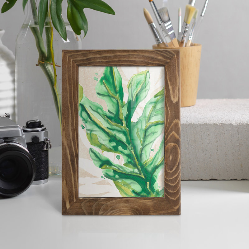 Parchment Palms IV - reproduction d'un seul cadre photo, H 6 po x l 4 po x P 1 po, Cadre noyer