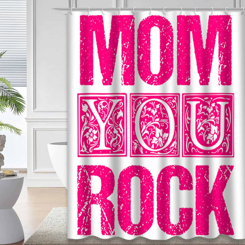 Rideau de douche à 12 crochets Mom You Rock Celebration, L 72 po x l 84 po
