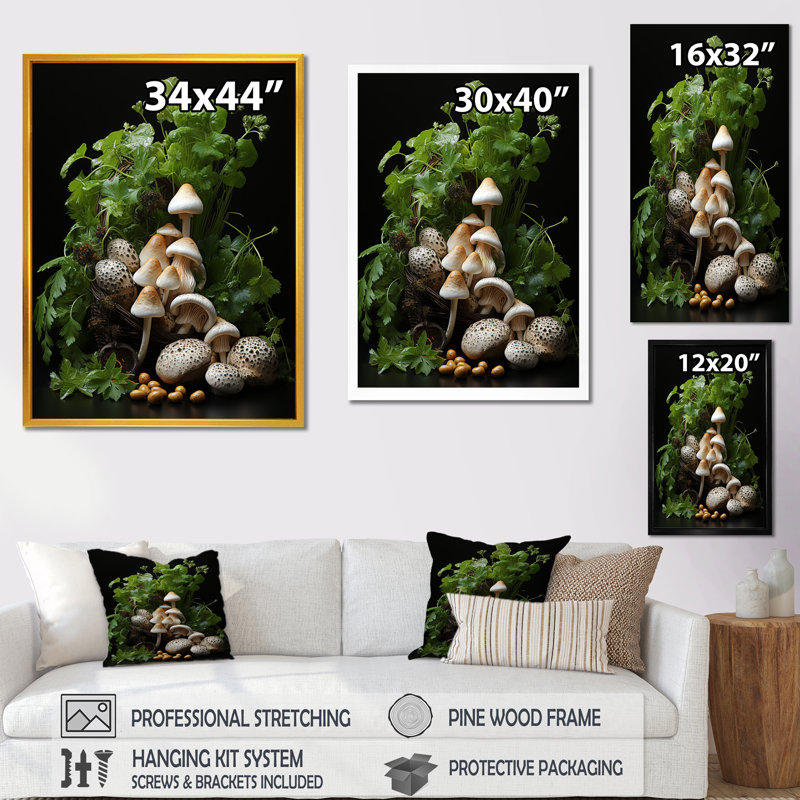Photo de jardin d'un champignon III - art mural champignon, H 20 po x l 12 po x P 1 po