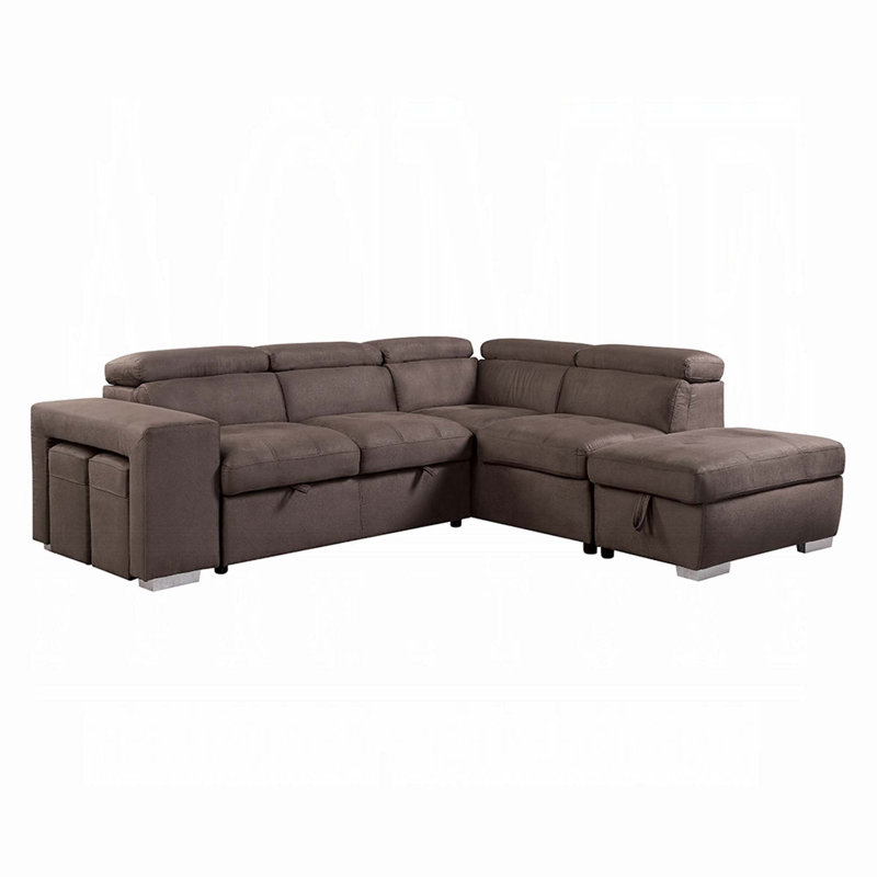 Udele Upholstered L-Shaped Sectional Right Hand Facing, Brown Fabric