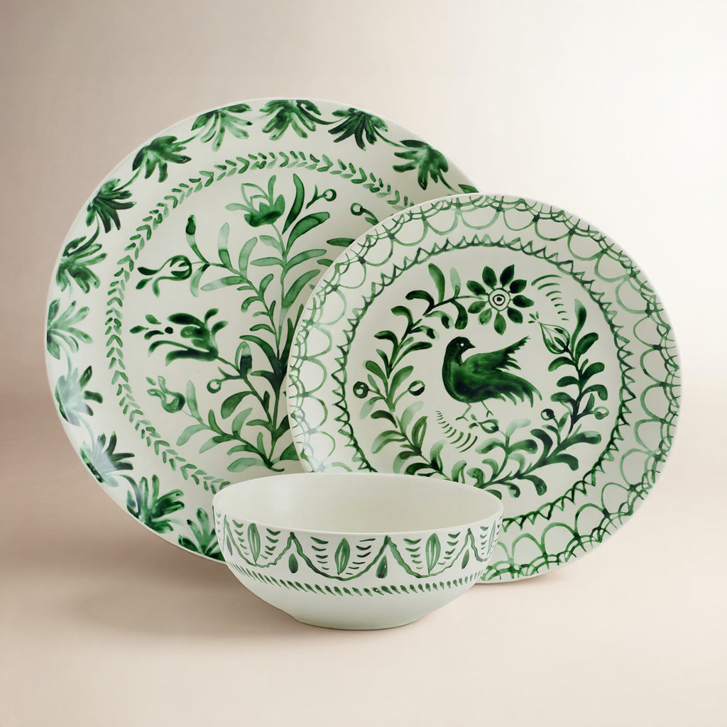 Stoneware Dinnerware Set, Green