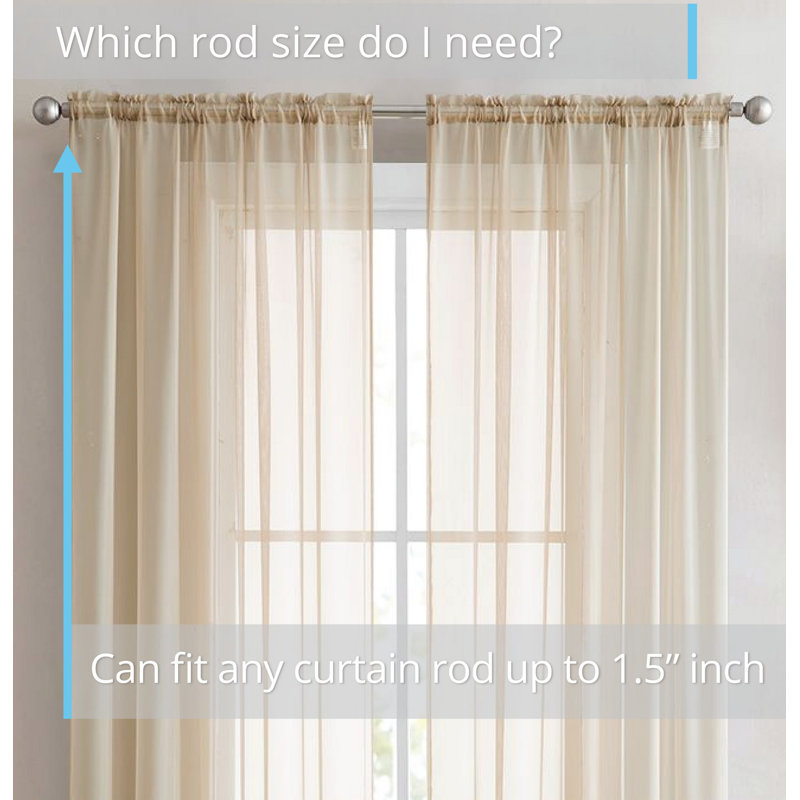 Daxin Sheer Voile Rod Pocket Curtain Panels, Antique Taupe, 54" W x 90" L