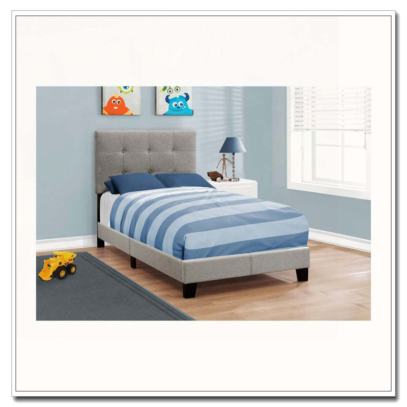 Lit plateforme tapissier, gris, Simple