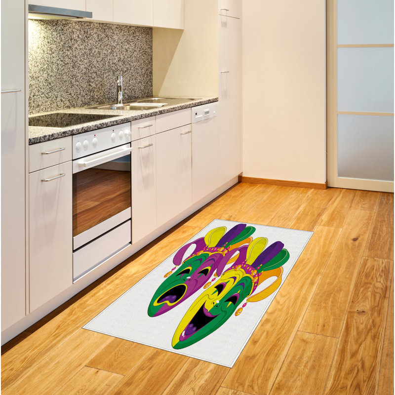 Tapis décoratif en fibres de polyester à haute densité Mardi Gras, Rectangle 2 pi 7 po x 5 pi