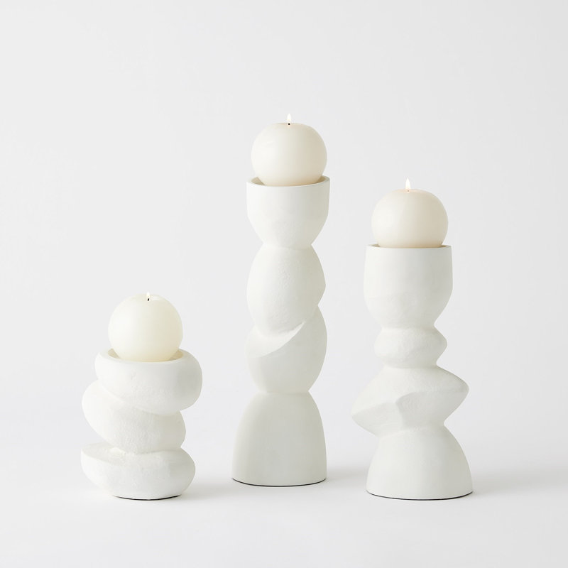 Pradier Candle Holder-White-Med