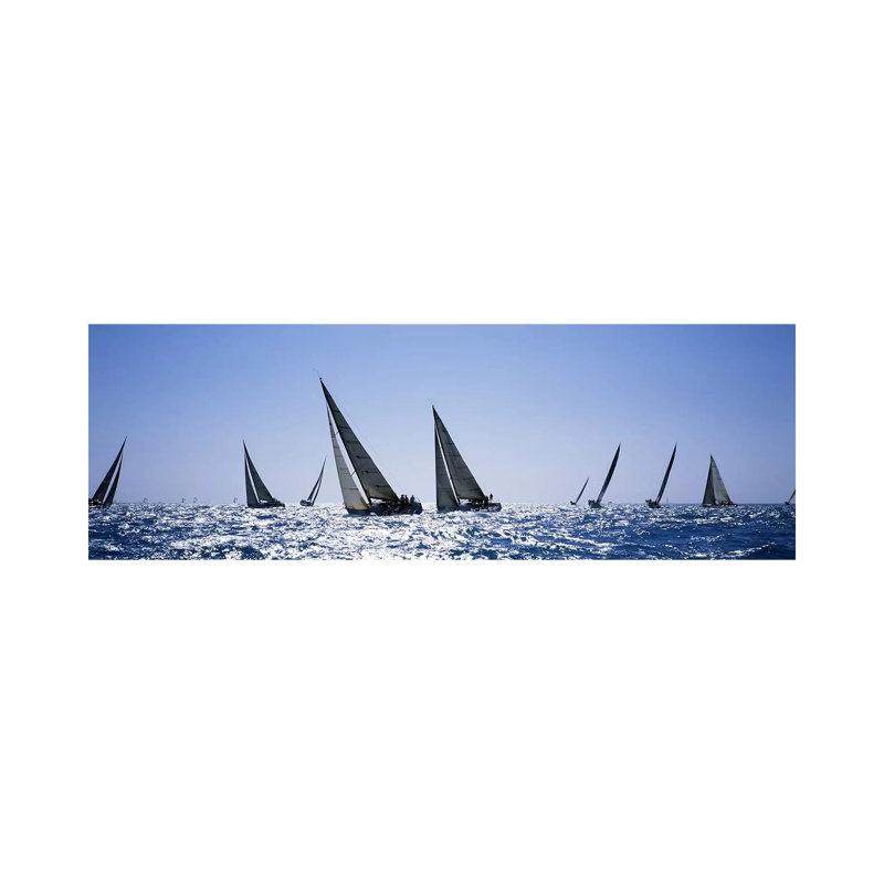 Sailboats Racing In The Sea, Farr 40'S Race During Key West Race Week, Key West Florida, 2000 - Wrapped Canvas Panoramic Print