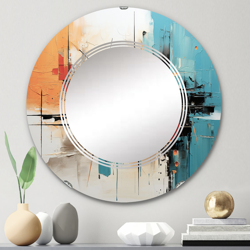 Shermann - Miroir mural moderne rond, 24 po x 24 po