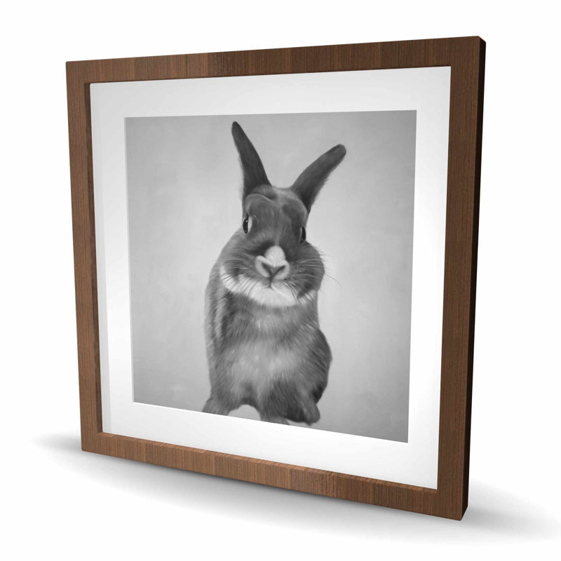 Funny gray rabbit - Hyperrealist framed matted print decor