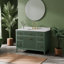 Ensemble de meuble-lavabo sur pied simple 48 po avec façade cannelée, tiroirs à fermeture en douceur, fabrication en bois massif et plateau en marbre d'ingénierie - entièrement assemblé-1254562834