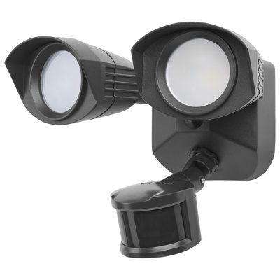 Projecteur de sécurité DEL double tête carrée 20 W avec détecteur de mouvement, température de couleur 3000 K/4000 K/5000 K, allumage automatique du crépuscule à l'aube.