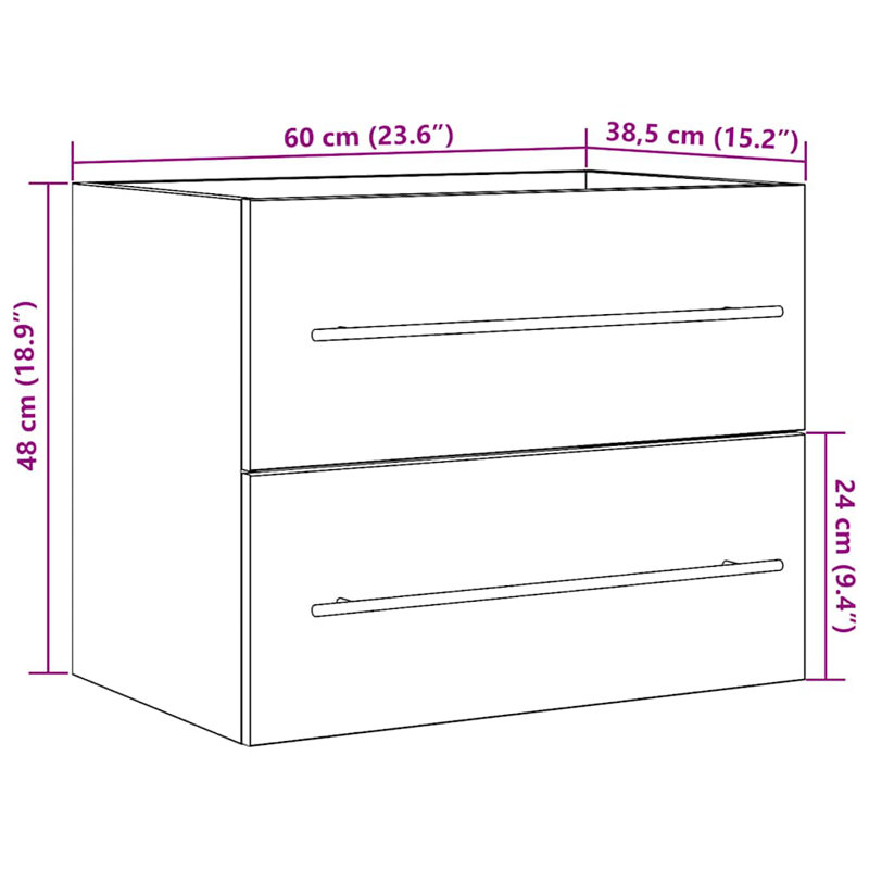 60cm Single Bathroom Vanity Base Only, Artisan Oak