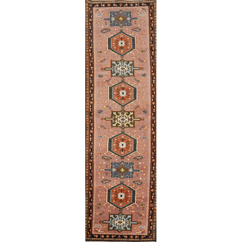 Pink Wool Timeless  Oriental Runner Rug 3x10
