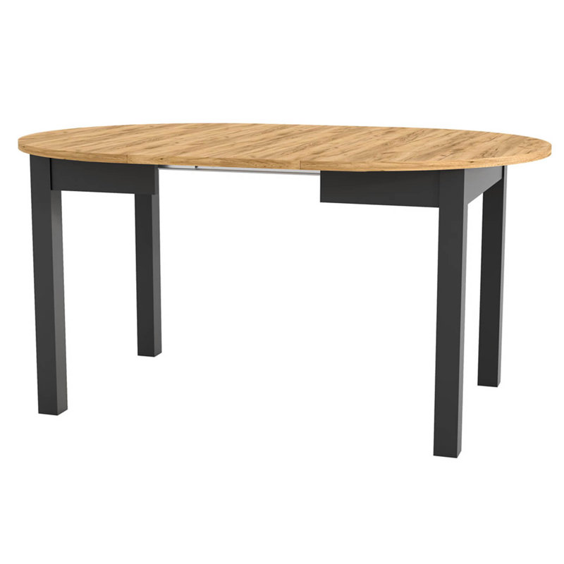Homou 105-240 cm Extendable Dining Table, Craft Oak, Black