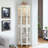 Corner Curio Cabinet With 4 Adjustable Tempered Glass Shelves And Lighting System, Solid Wood Legs,Acrylic Mirrored Back Panel(E26 Light Bulb Not Included)-1748061390