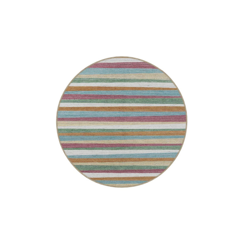 Horizontal Striped Multicolored Woven Base Washable Carpet, Runner 2'6" x 9'11"
