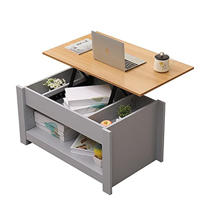 Artechworks Lift Top Sled Coffee Table with Storage, Oak/Grey