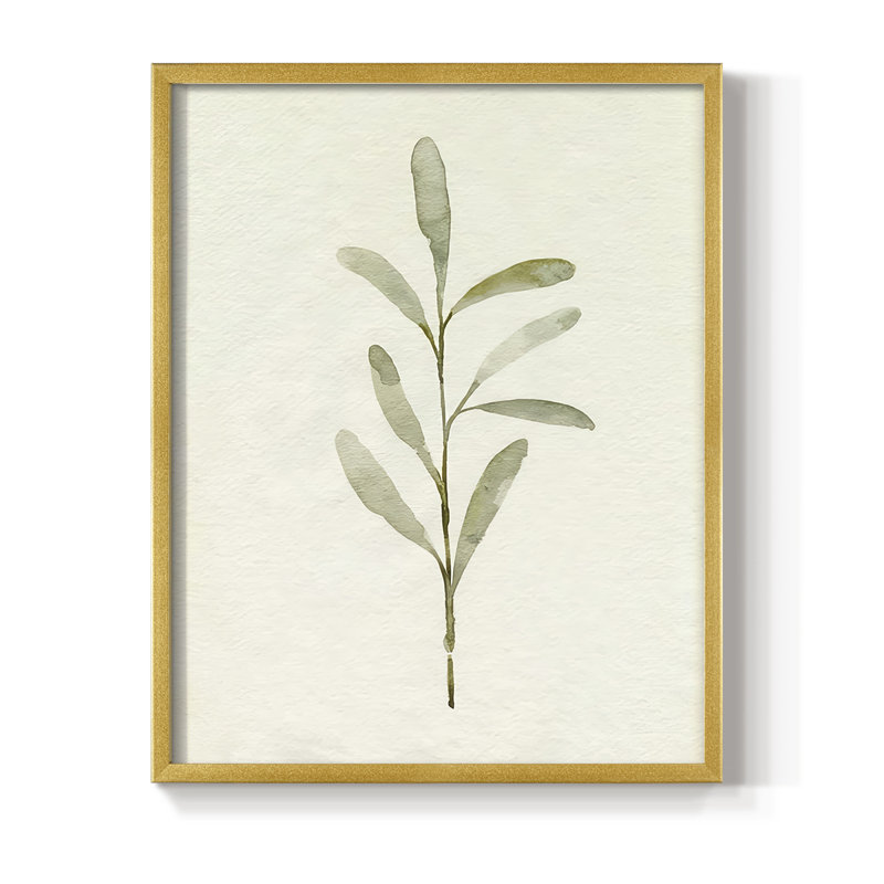 «Olive Leaves III», reproduction encadrée - bois massif, H 15 po x l 12 po, Doré