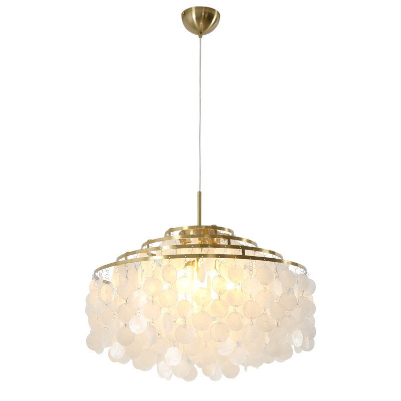 Luminaire suspendu pour îlot de cuisine Friizy Light Capiz, H 16,5 po x l 25,2 po x P 25,2 po, 4 étages, Six lumières