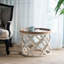 Grande table d'appoint 23 po blanche vieillie
