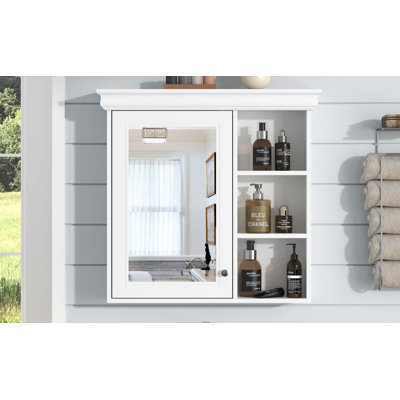Armoire à pharmacie de salle de bain avec miroir 30 po x 28 po, armoire à miroir murale avec rangement, armoire de rangement blanche pour salle de bain