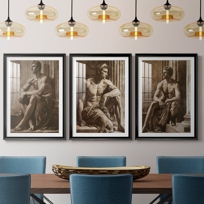 ABSTRACT Series CCLXXXIX  -Custom Framed  Premium Print W Matt - 3 Pieces, 30" H x 63" W, Black