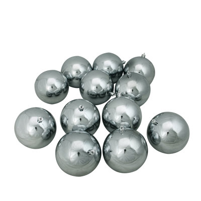 Ornements en forme de boule de Noël brillante incassable 12ct gris étain 4 po (100 mm)