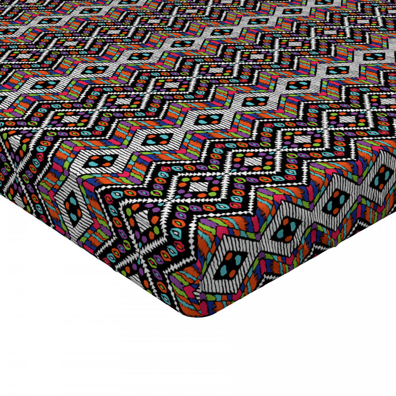 Microfiber Geometric Fitted Sheet, Queen Fitted Sheet