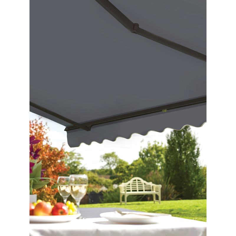 Dakota Fields Grey Outdoor Cover Retractable Patio Awning, 250cm W x 200cm D