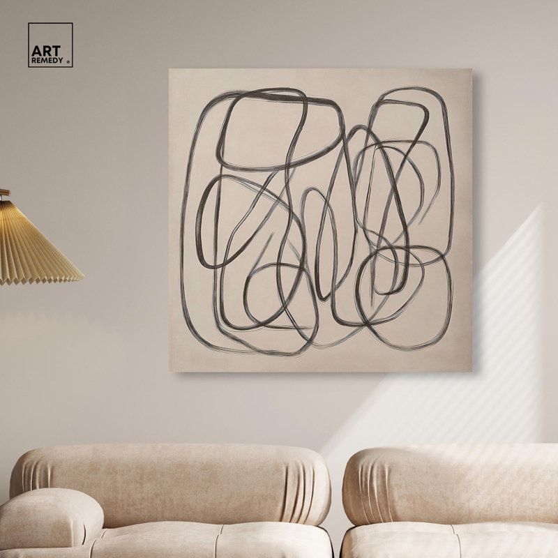 «Unbroken Line I» par Boho, art abstrait , H 40 po x l 40 po, Toile tendue