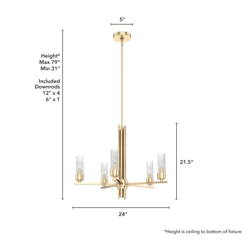 Plafonnier lustre 5 lumières Gatz, Altura doré