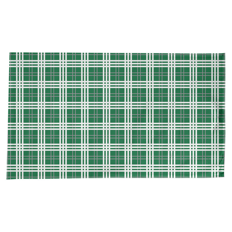 Nappe en mélange de coton à carreaux, Vert / argent / blanc