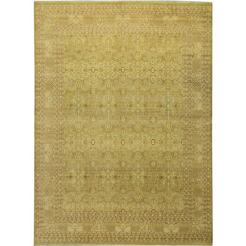 Tapis brun et beige de haute qualité noué à la main