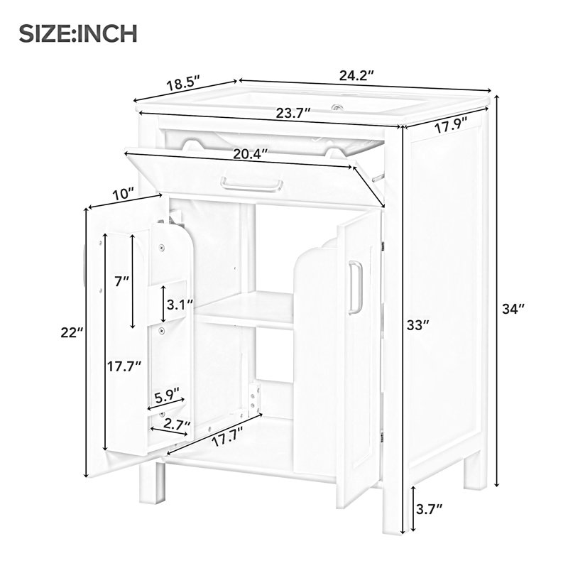 24.21'' Single Bathroom Vanity with Ceramic Top