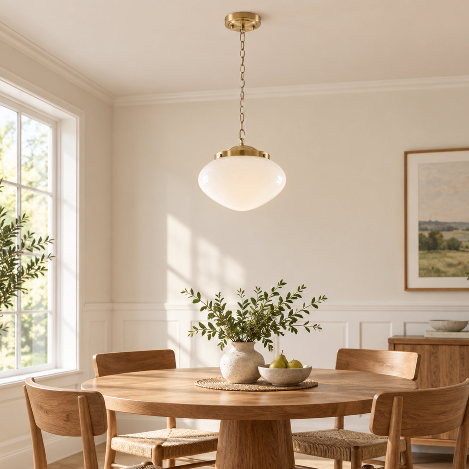 Single Light Iron Pendant, Brass