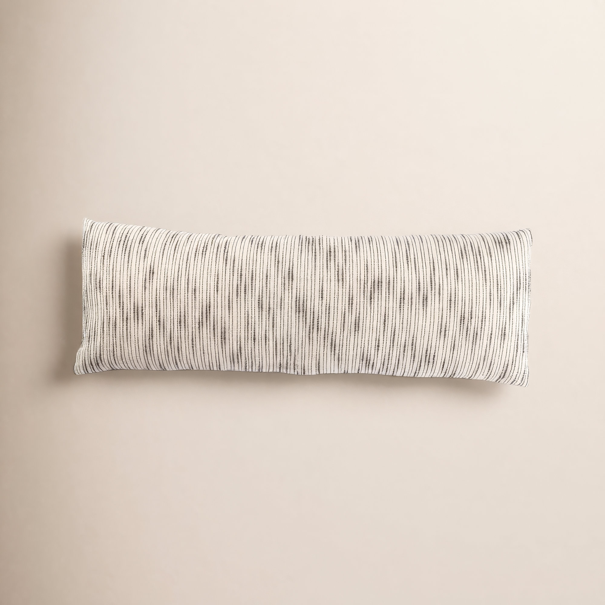 Saxon Stripe Cotton Lumbar Pillow, 14" x 40", Polyfill