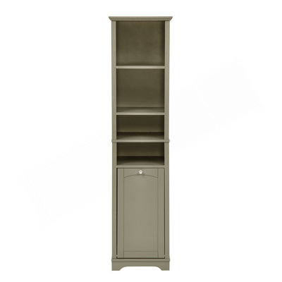 64" Tall Bathroom Storage Cabinet For Small Space, Floor Standing Cabinet For Living Room Bathroom Home Office Kitchen, 4 Adjustable Shelves & Laundry Hamper, Hidden Clothes Storage Space