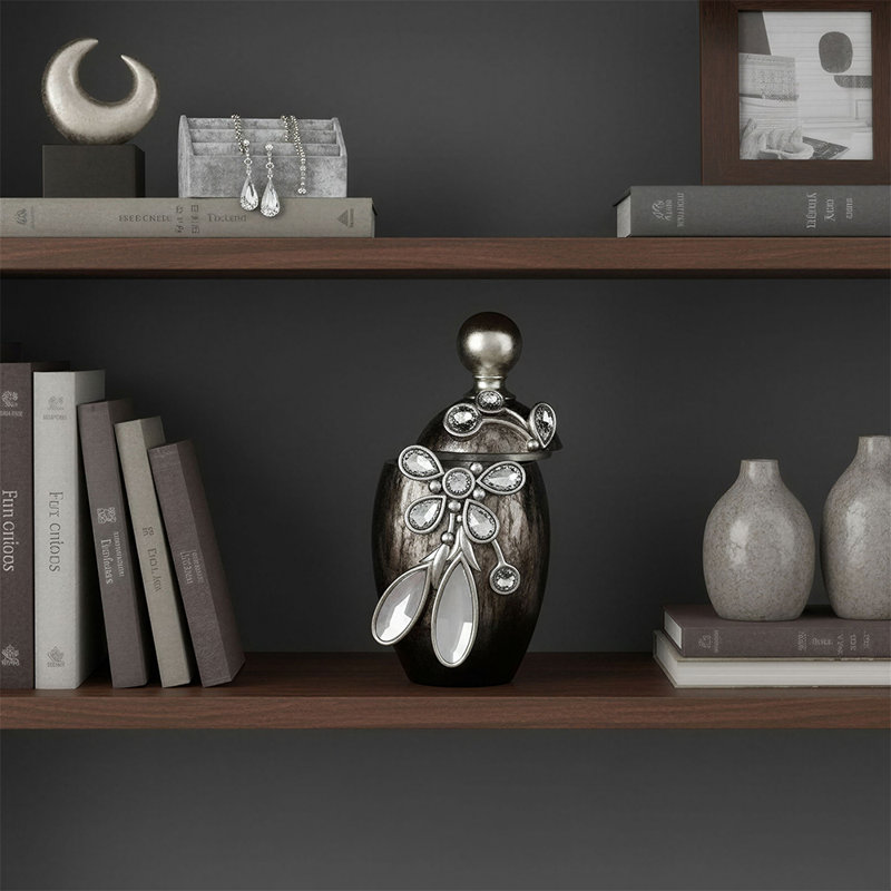 Boîte à bijoux décorative en polyrésine 12 "avec cristal et verre
