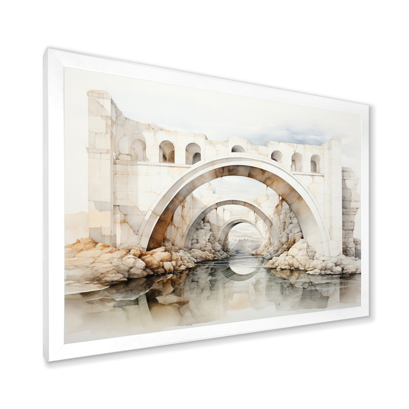 «Lyth Gray Bridge Minimalist Archway II», reproduction, H 24 po x l 32 po x P 1 po, Cadre simple blanc