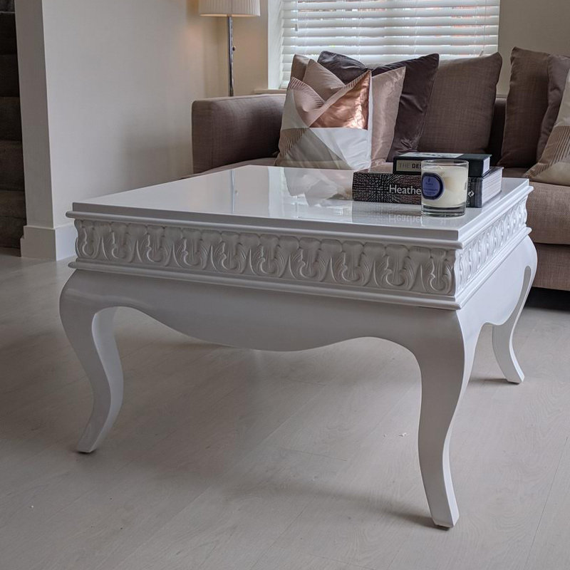 Loire Four Leg Coffee Table, 80 x 80cm, White Gloss