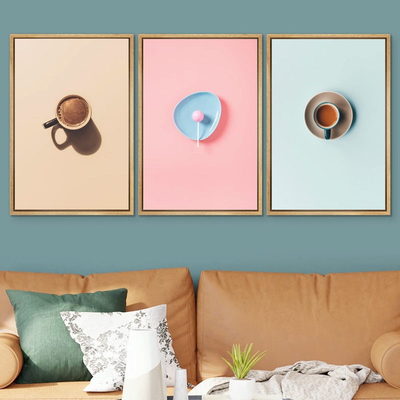 Food And Beverages 3 Piece Art Print, Naturel, H 24 po x l 16 po x P 1,5 po