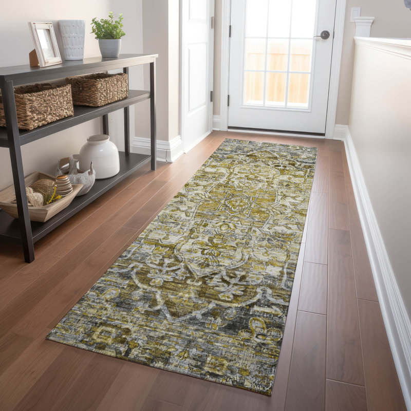 Tapis intérieur / extérieur lavable à la machine Xhevrie, Tapis de couloir 2 pi x 8 pi